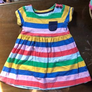 Mini Boden Short Sleeve Fun Dress Multi Rainbow Stripe Size 2-3T